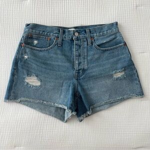NWT Madewell Curvy Relaxed Denim Shorts: Ripped Edition, size 25